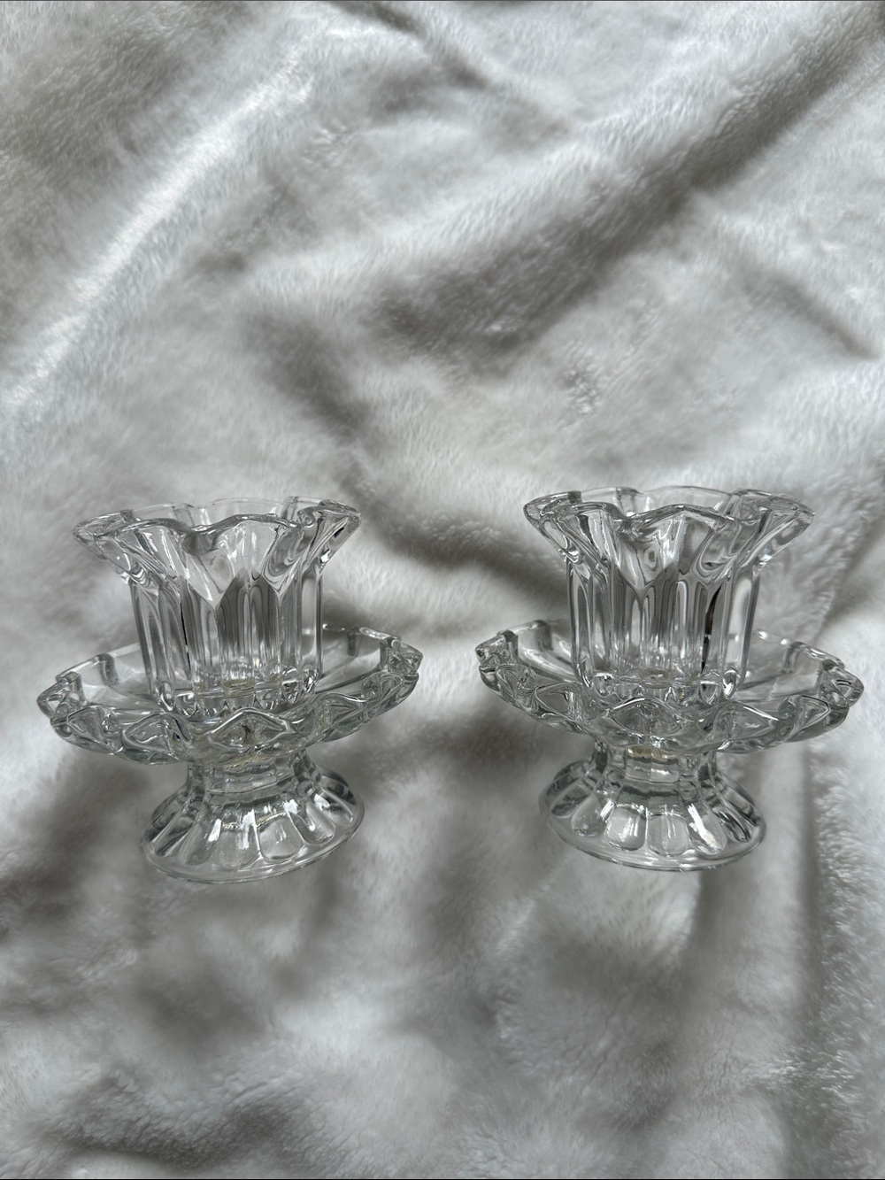 PARTYLITE 90’ Vintage Glass Pair Candle Holders; Votives, Tealights & Tapers EUC